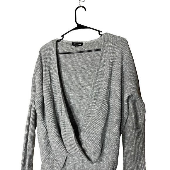Express Women’s Deep Cut Gray Long Sleeve Top‎ Size XS - Picture 2 of 8